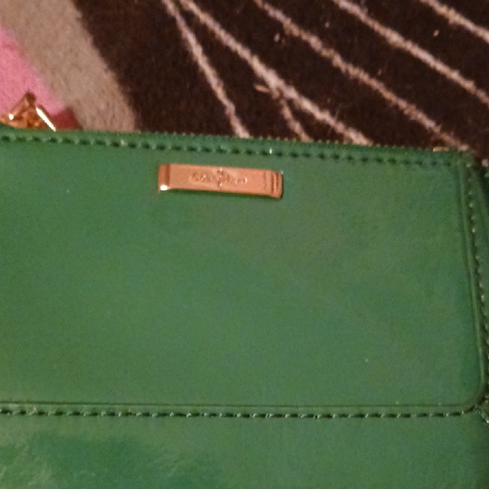 Cole Haan Green Leather Wallet with Gold Accent